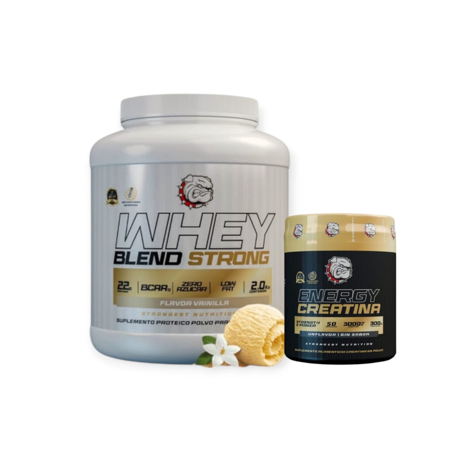 PACK PROTEINA WHEY BLEND 2KG + CREATINA ENERGY 300GR S/S - STRONGEST