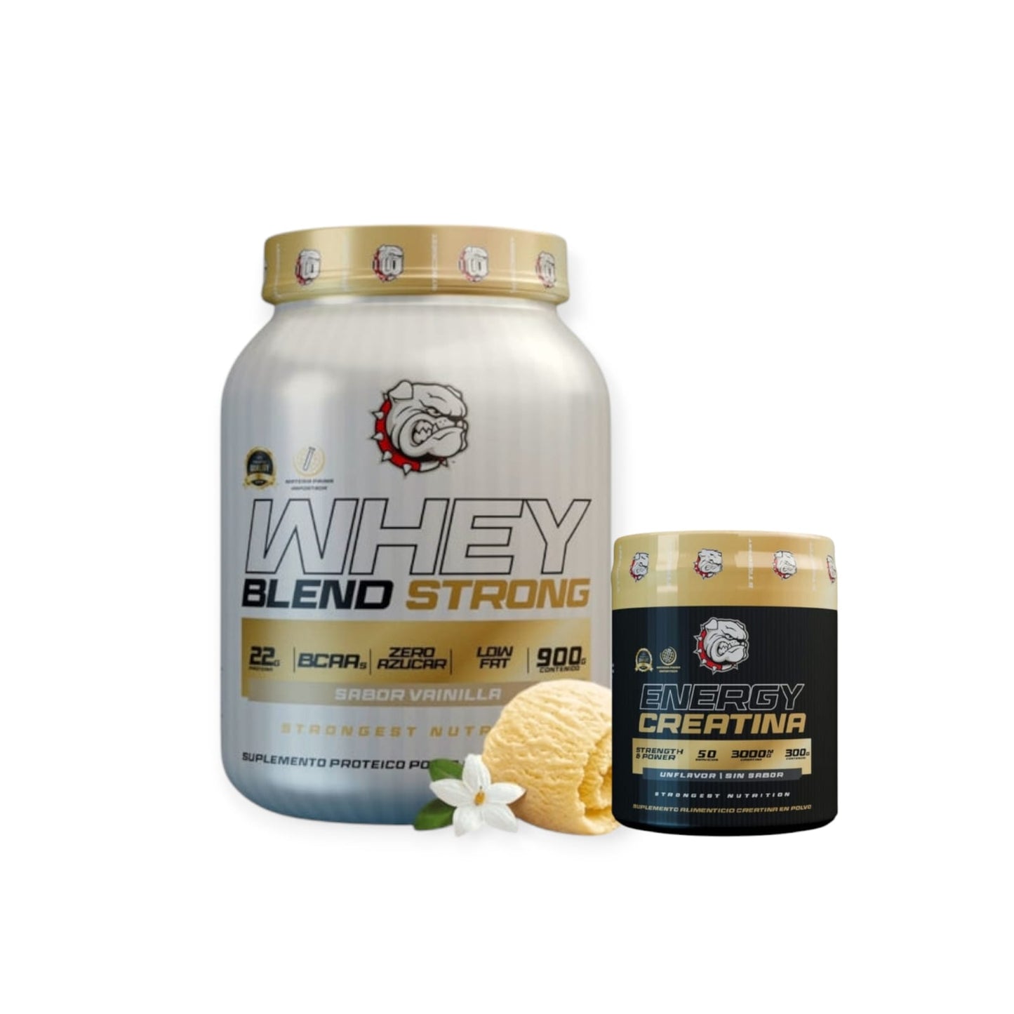 PACK PROTEINA WHEY BLEND 900GR + CREATINA ENERGY 300GR S/S - STRONGEST