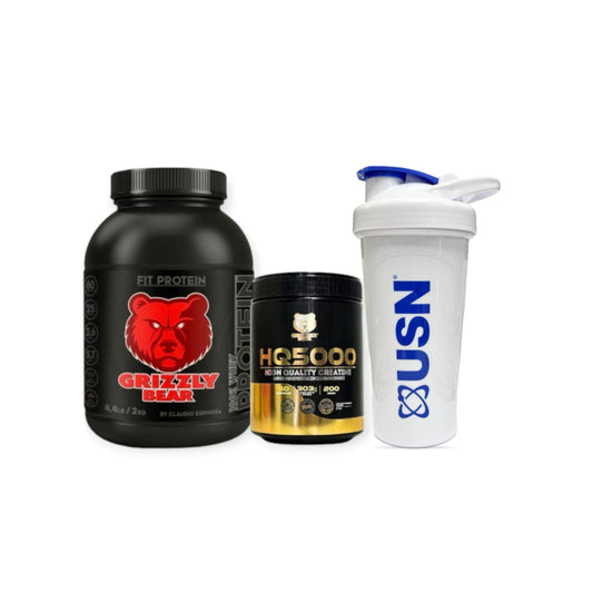 PACK FIT PROTEIN 2KG 60SV + CREATINA 60SV + SHAKER - GRIZZLY BEAR
