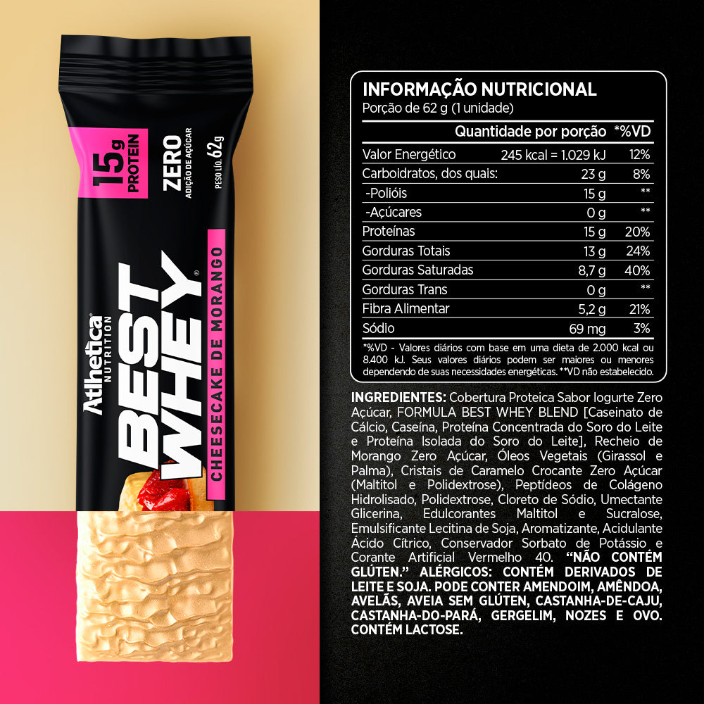 Box de 12 Barras Best Whey 15g Protein - Atlhetica